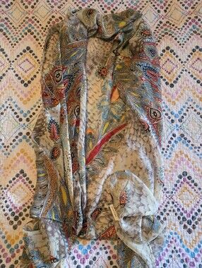 Accents by Lavello Convertible Scarf Vest Multicolored 100% Polyester Sheer